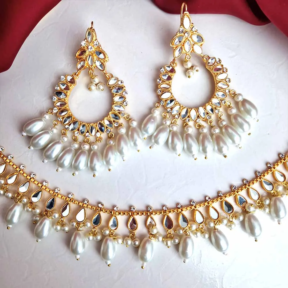 Manika Earrings/Necklace (Pearl White)