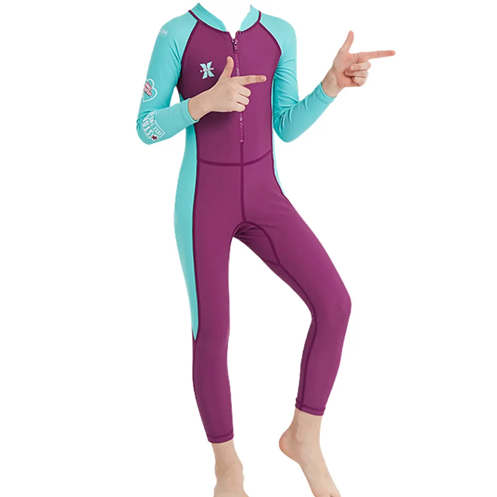 Maroon Mint Quote Sleeves Full Length Kids Swimwear With Upto 50  Feature