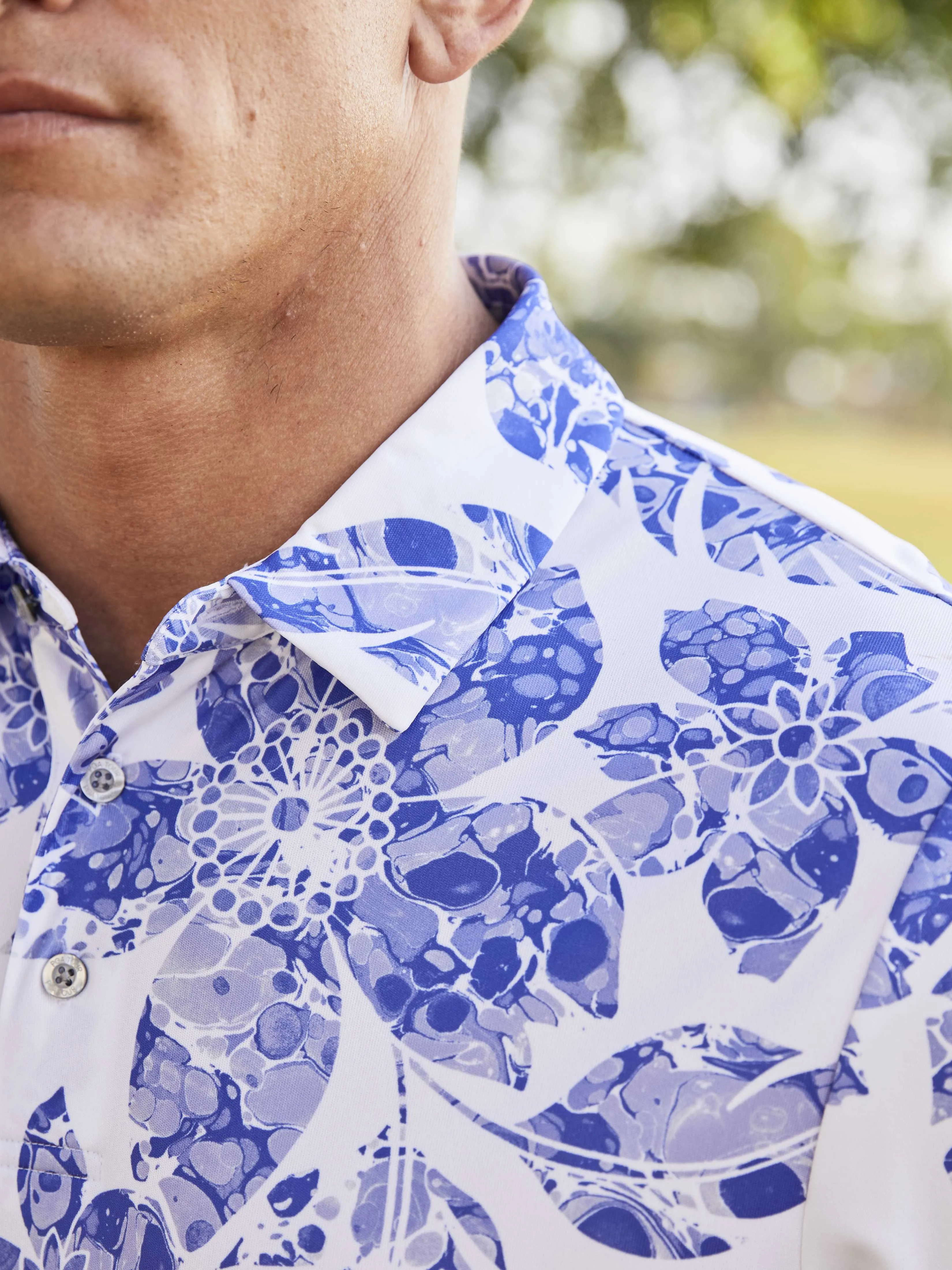 Men's Short Sleeve Botanical Print Polo