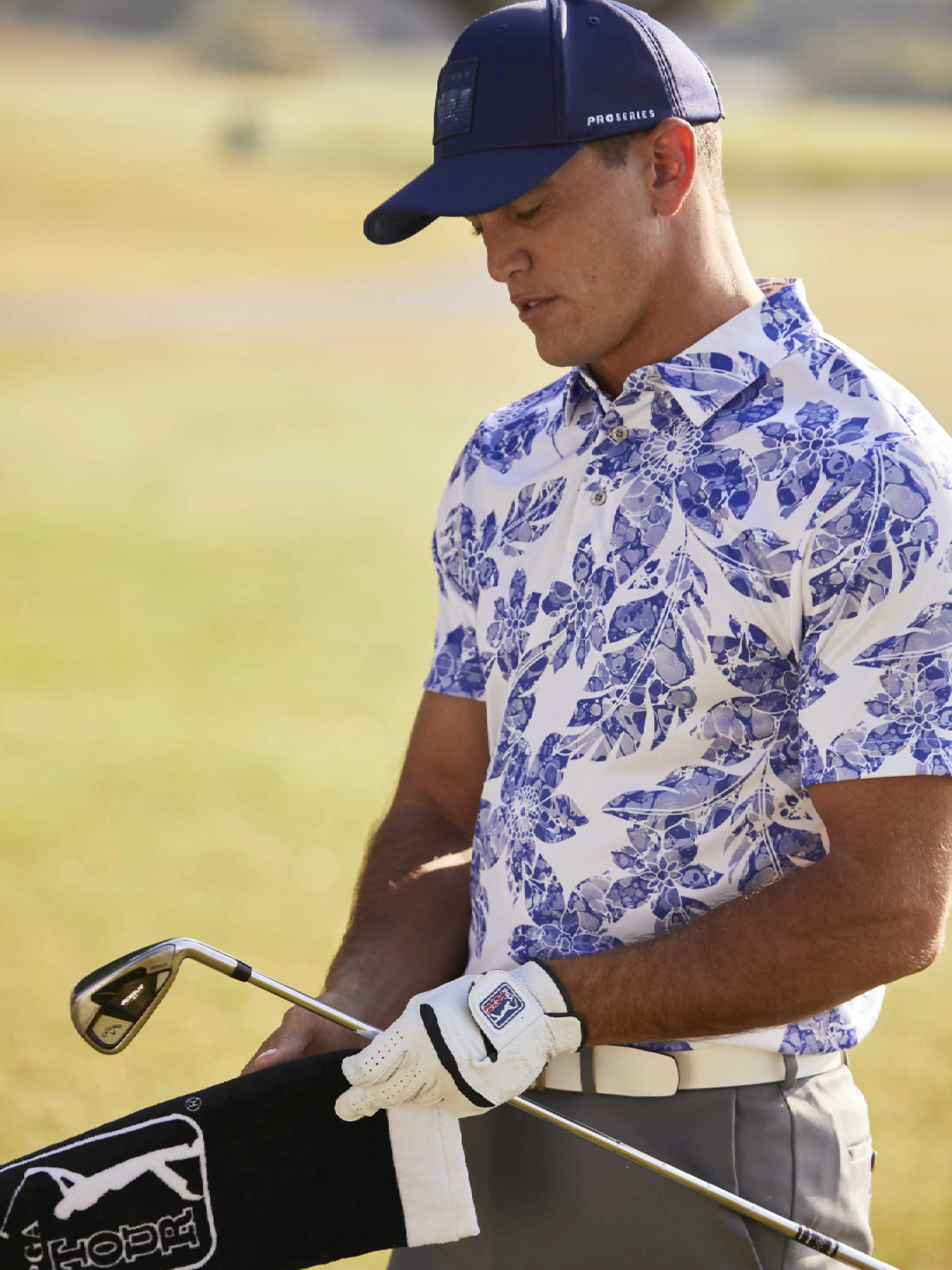 Men's Short Sleeve Botanical Print Polo