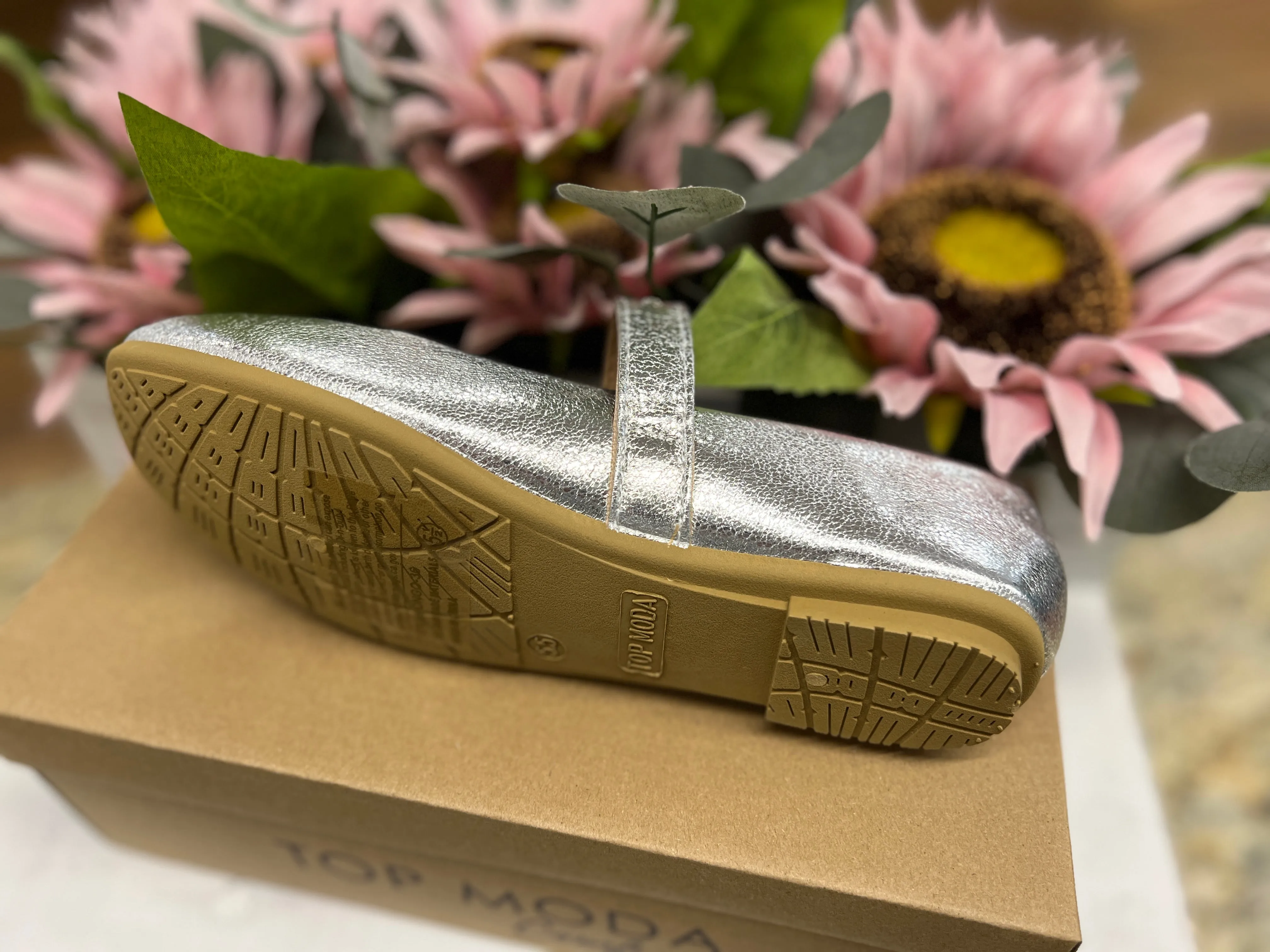 Metallic Silver Ballet Flats