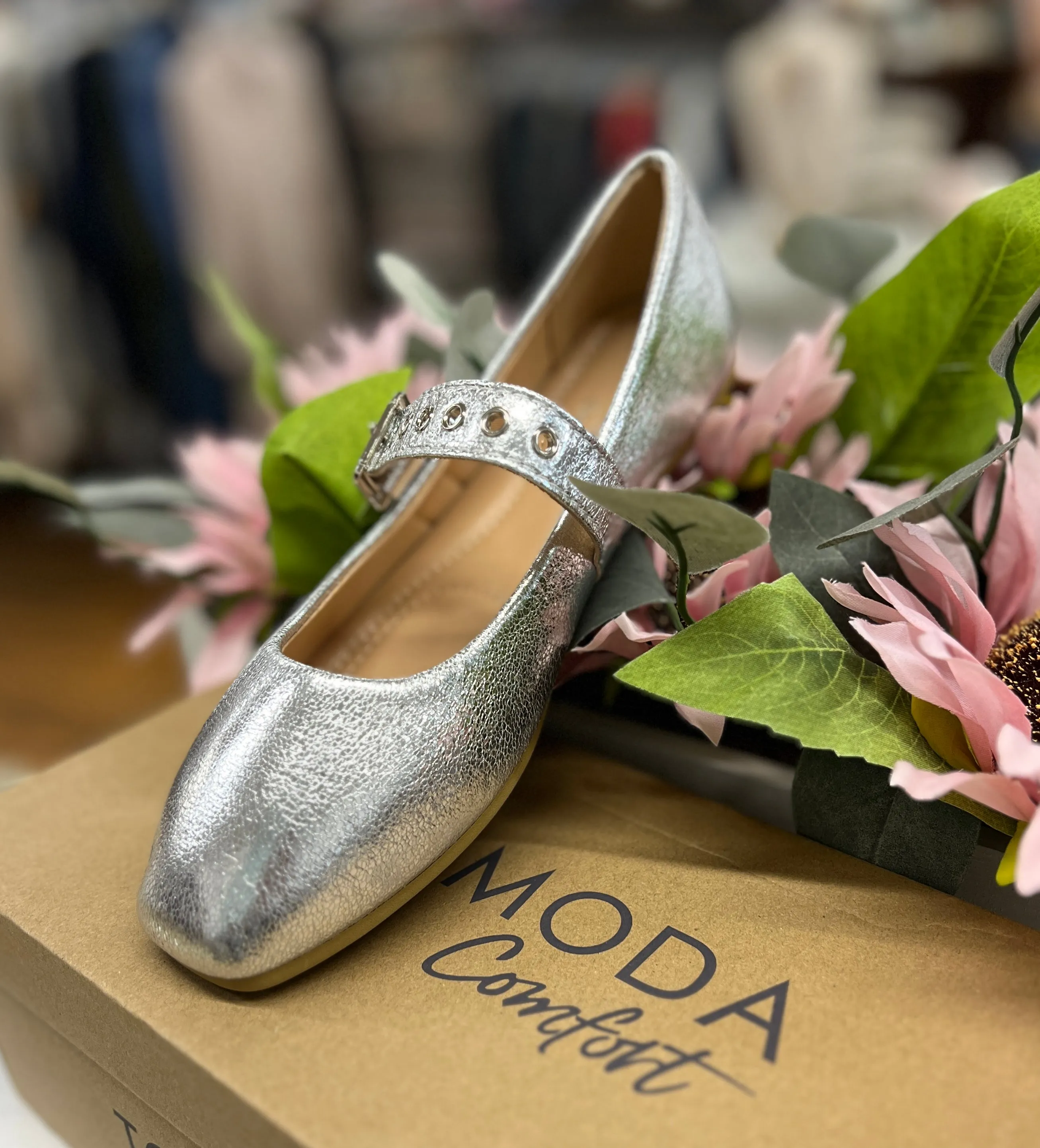 Metallic Silver Ballet Flats
