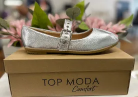 Metallic Silver Ballet Flats