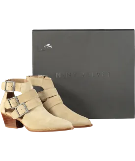 Mint Velvet Beige Elora Cut Out Ankle Boot UK 3 EU 36 👠
