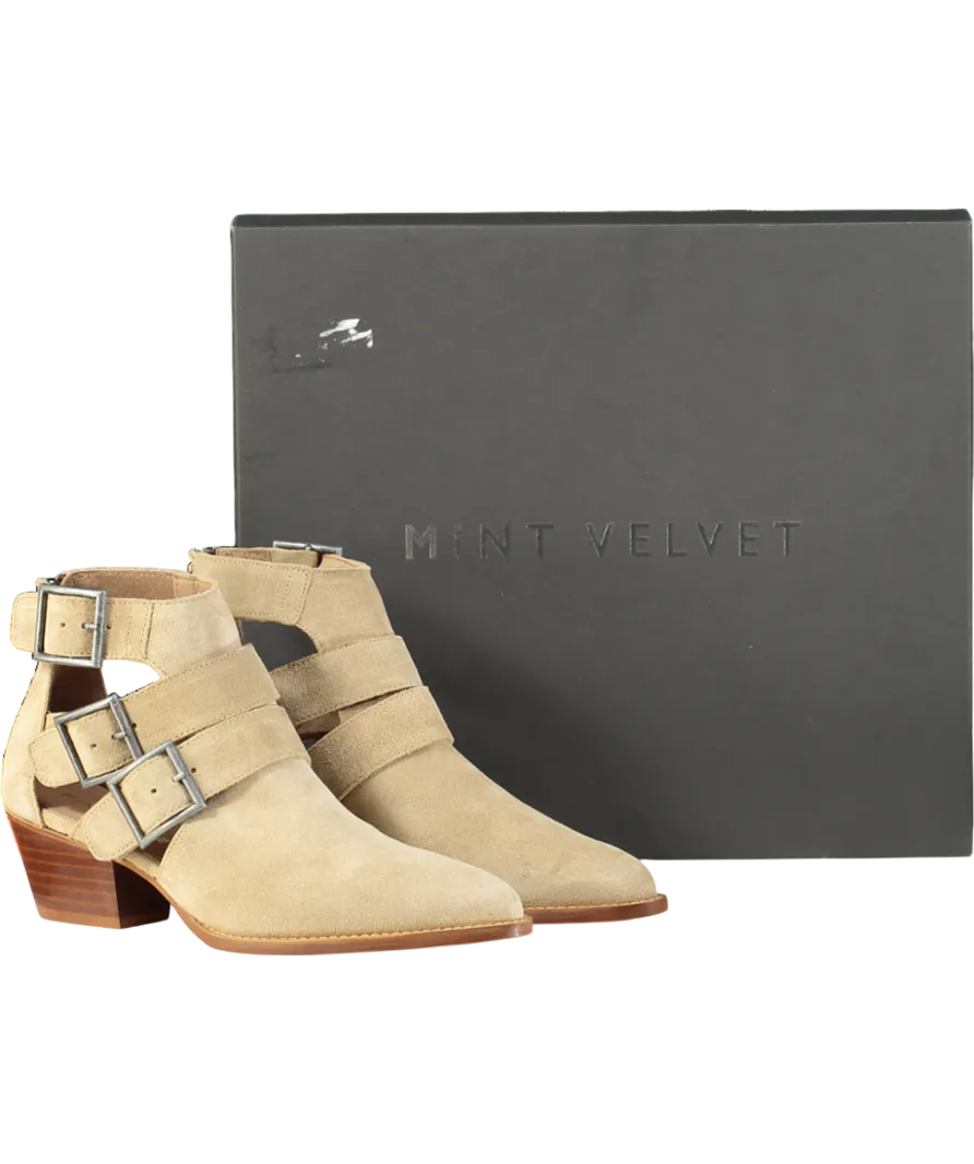 Mint Velvet Beige Elora Cut Out Ankle Boot UK 3 EU 36 👠