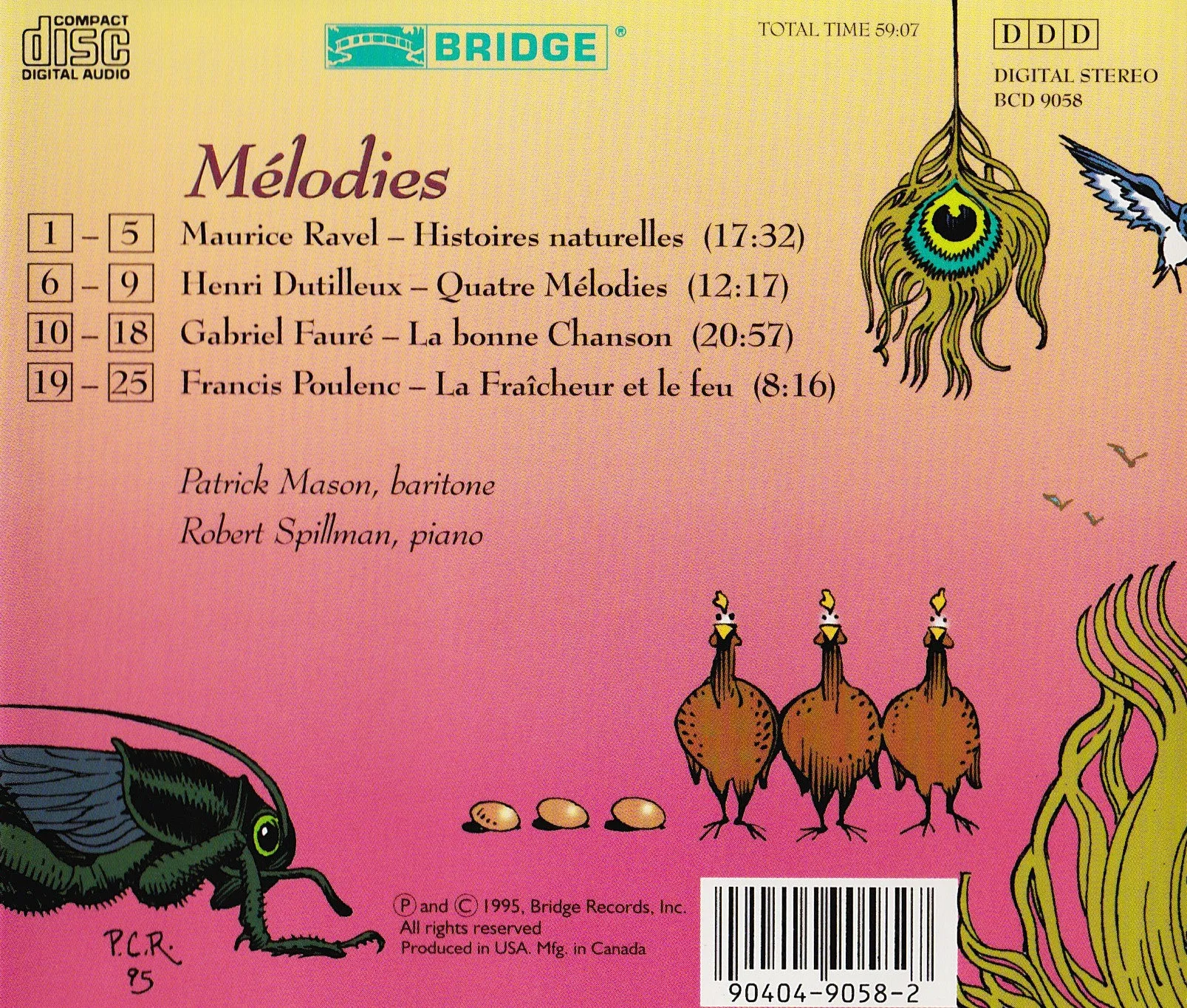 Mélodies: French Song Recital <br> Patrick Mason, baritone <BR> BRIDGE 9058