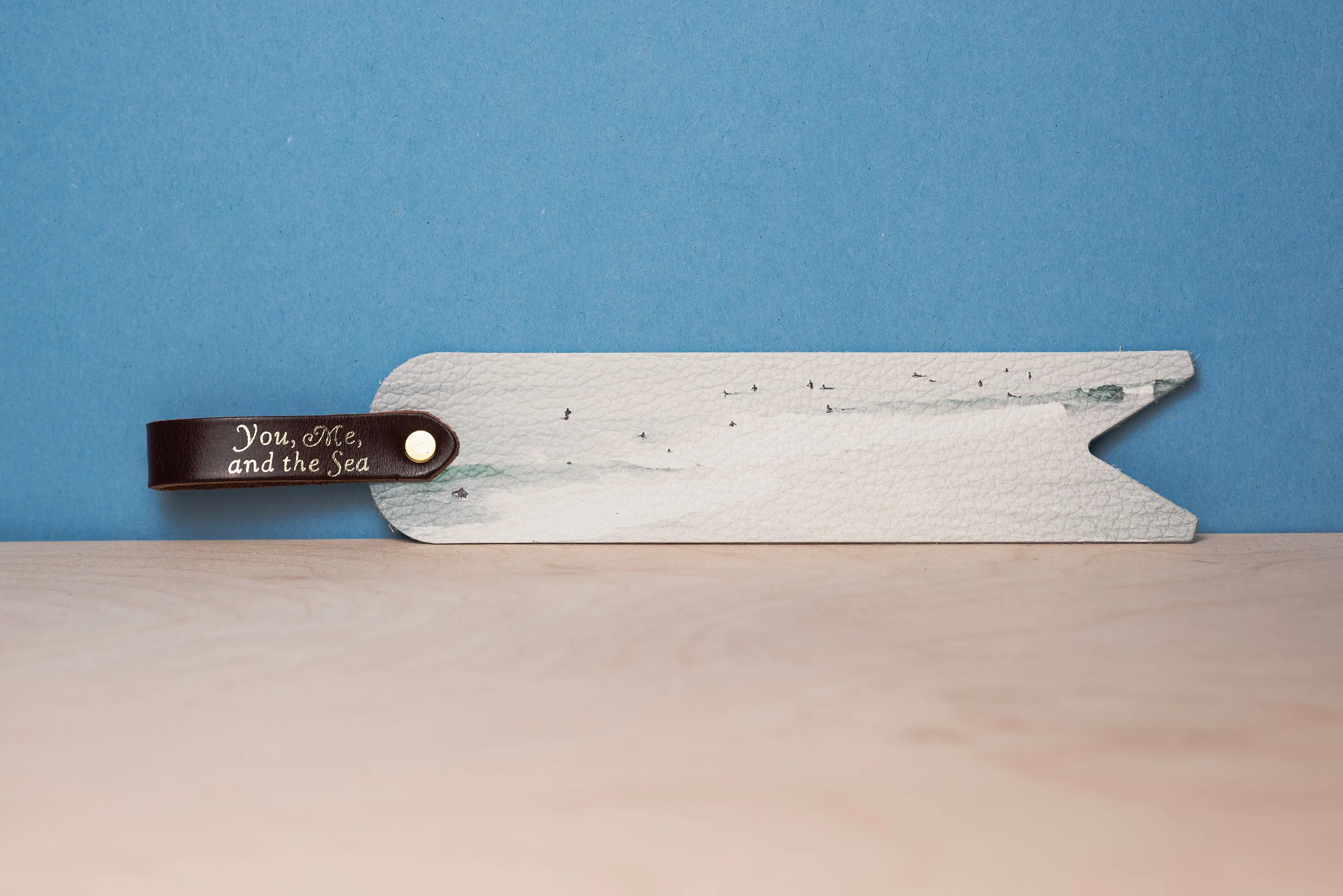 Personalized Leather Bookmark - You, Me, and the Sea