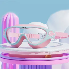 Side Fish Pastel Blue & Pink  Anti Fog UV Protection Leakproof Design Swim Goggles for Kids, 4yrs  - 10yrs