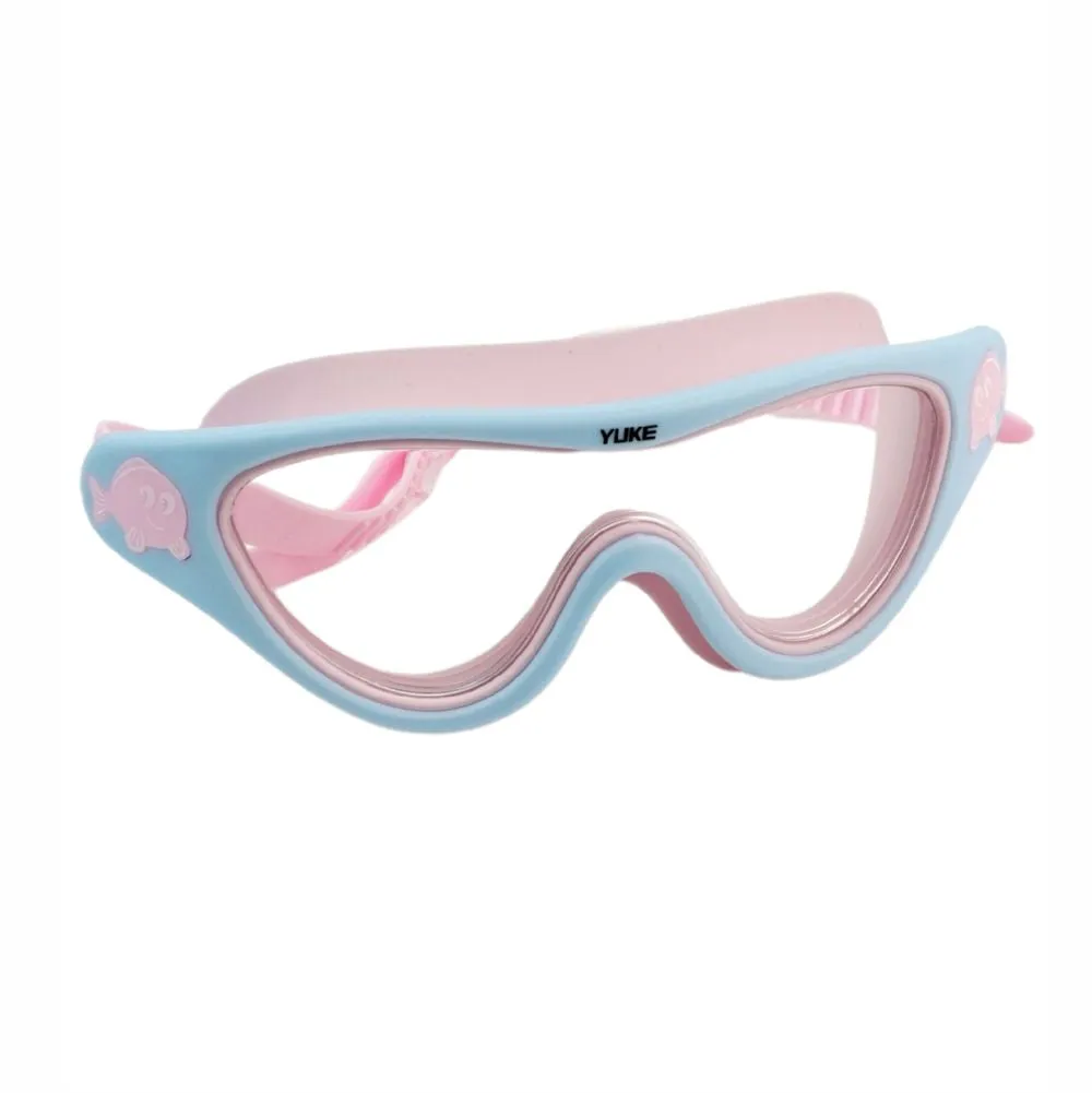Side Fish Pastel Blue & Pink  Anti Fog UV Protection Leakproof Design Swim Goggles for Kids, 4yrs  - 10yrs