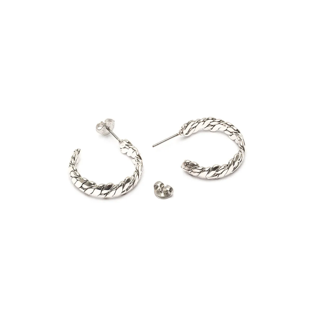 Silver Twist Hoop Earrings