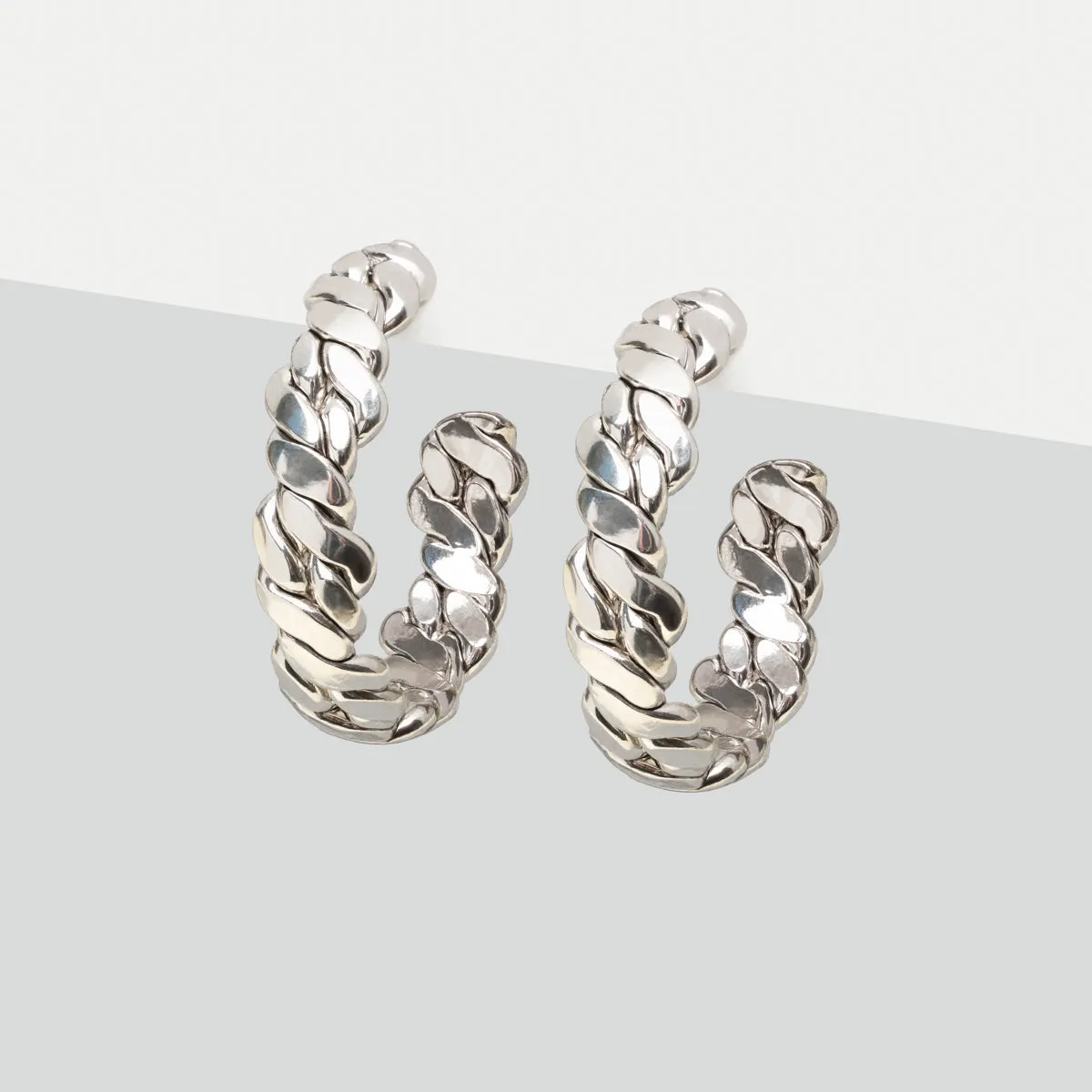 Silver Twist Hoop Earrings