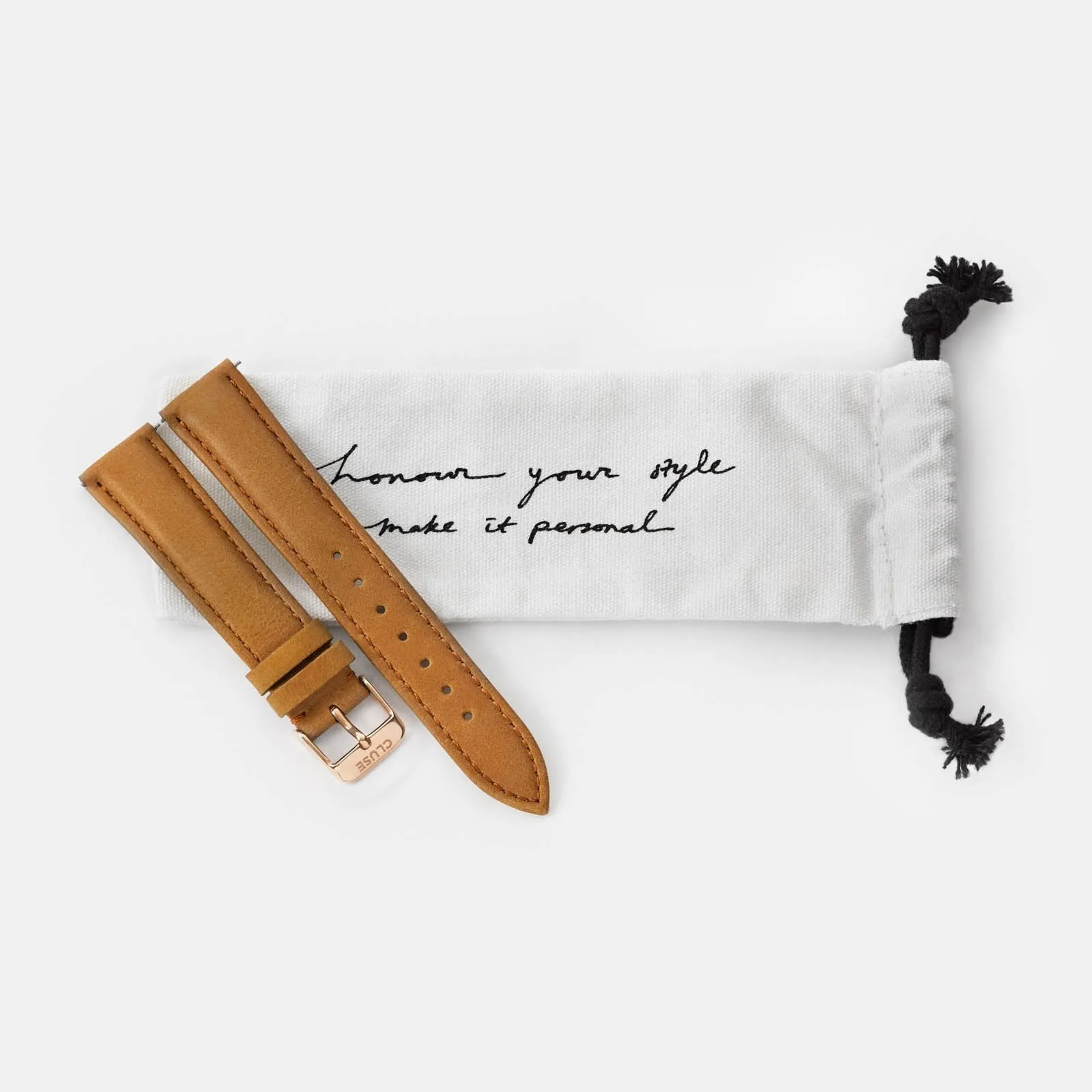 Strap 18 mm Leather Caramel, Rose Gold Colour