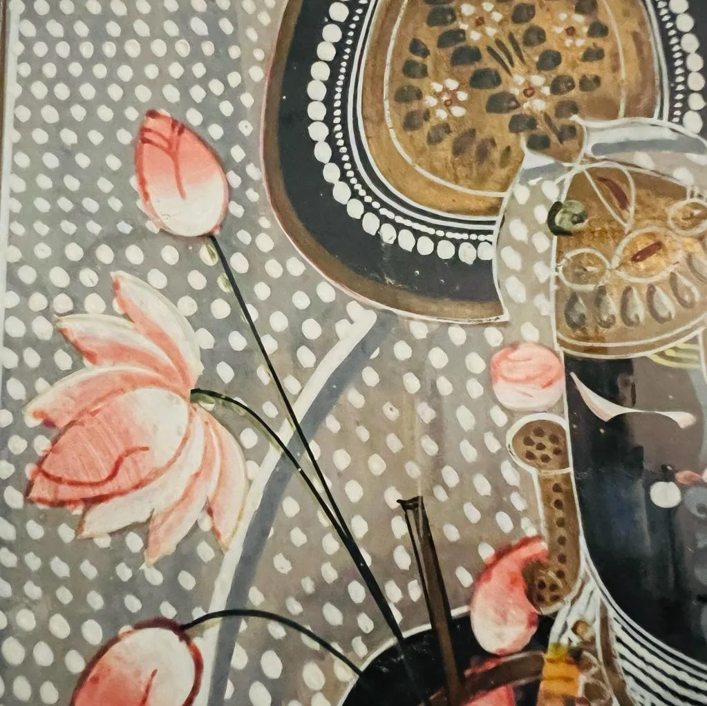 Traditional Pichwai Painting : Elegant  Traditional Pichwai painting with detail ( Framed)